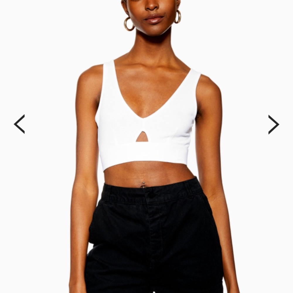 white ribbed cut out bralet